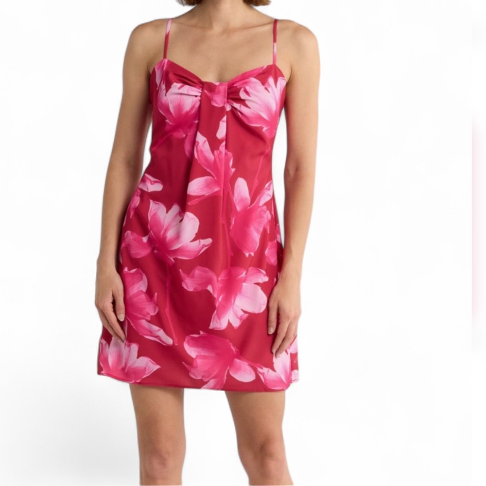 Hutch Red & Pink Floral‎ Babydoll Mini Dress, Women's Size S